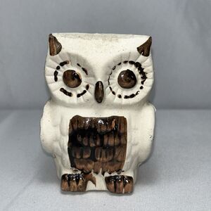Bisque Clay Art Pottery Owl Figurine Handmade Bird 3 3/4”
